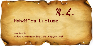 Mahács Luciusz névjegykártya